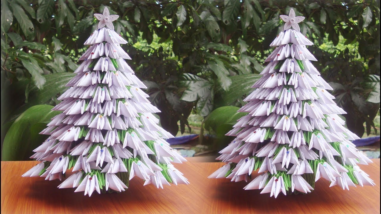 How To Make 3D Origami Christmas Tree , christmas decor | como hacer un árbol de navidad de papel
