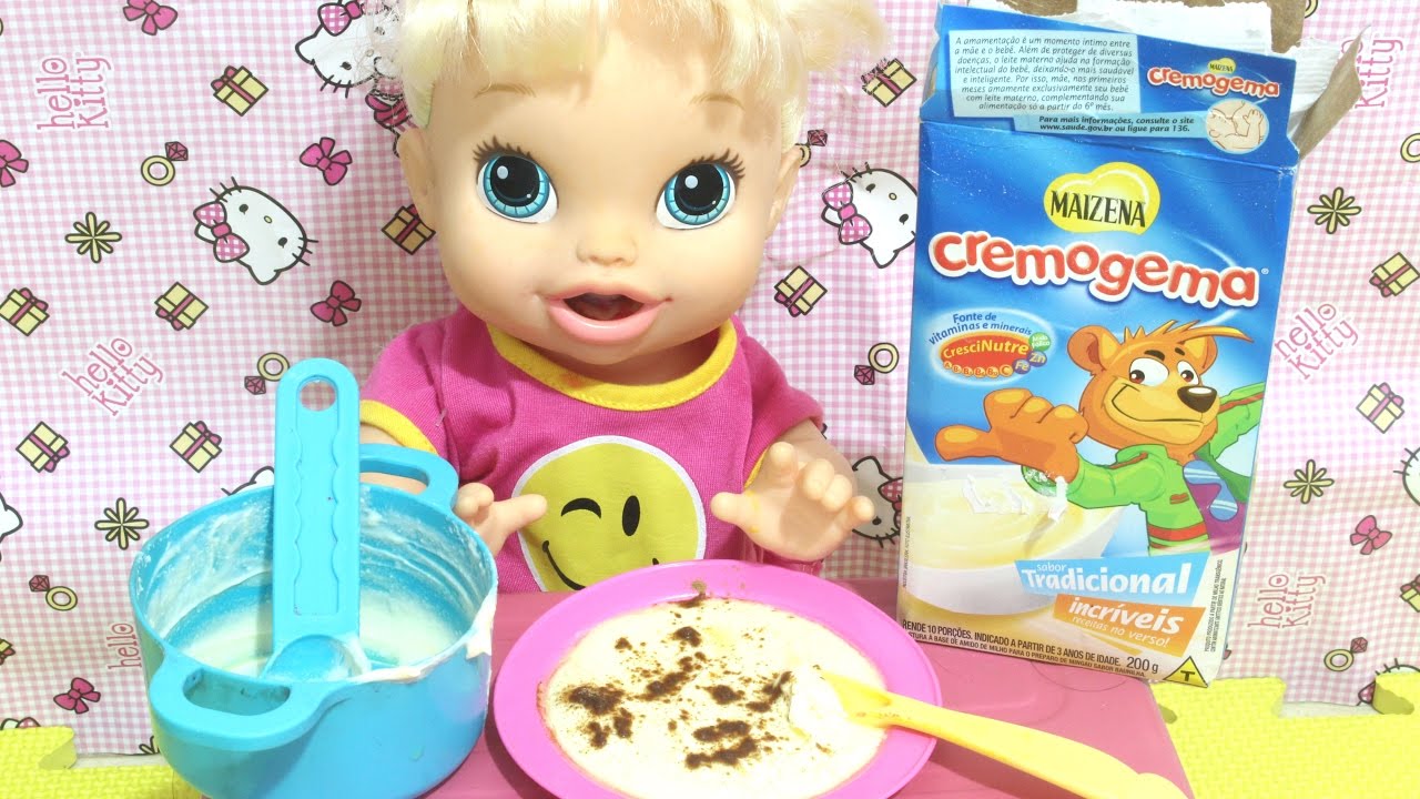 🍼  BABY ALIVE HORA DE COMER CAFÉ DA MANHÃ BABY ALIVE COME  MINGAU DE CREMOGEMA  Rotina da Manhã