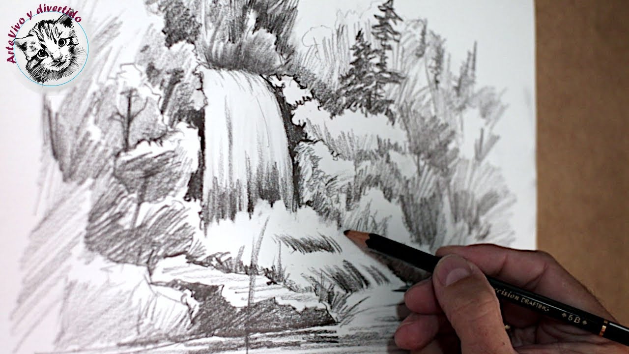 Cómo Dibujar un Paisaje con lápiz paso a paso y muy fácil