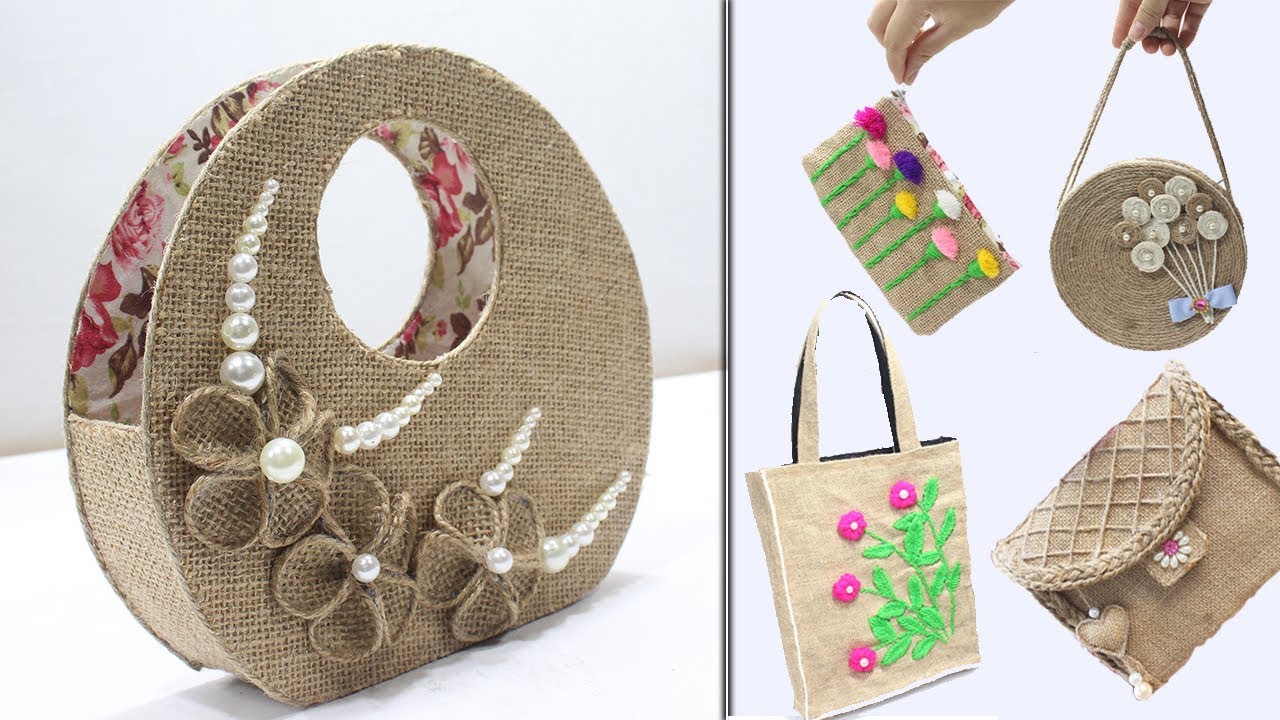 5 Jute bags making at home |  Bag designs from jute and old things