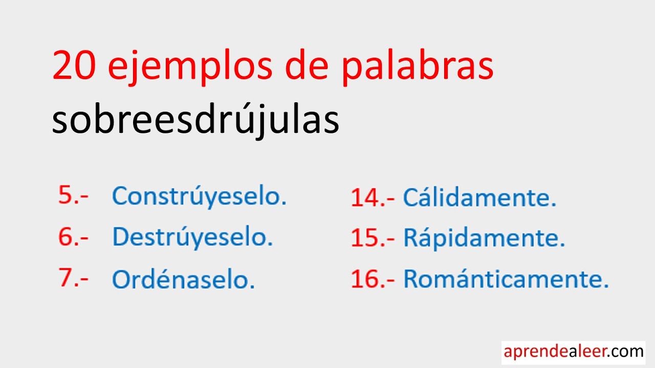 20 ejemplos de palabras sobreesdrujulas para ni&ntilde;os de primaria