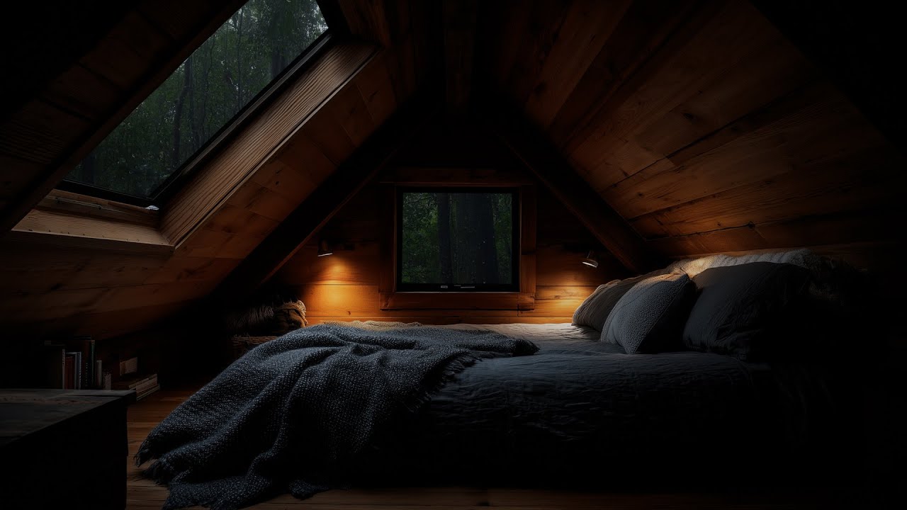 Cozy Cabin in Rain with Continuous Thunder - Relaxing Forest Rain Ambience