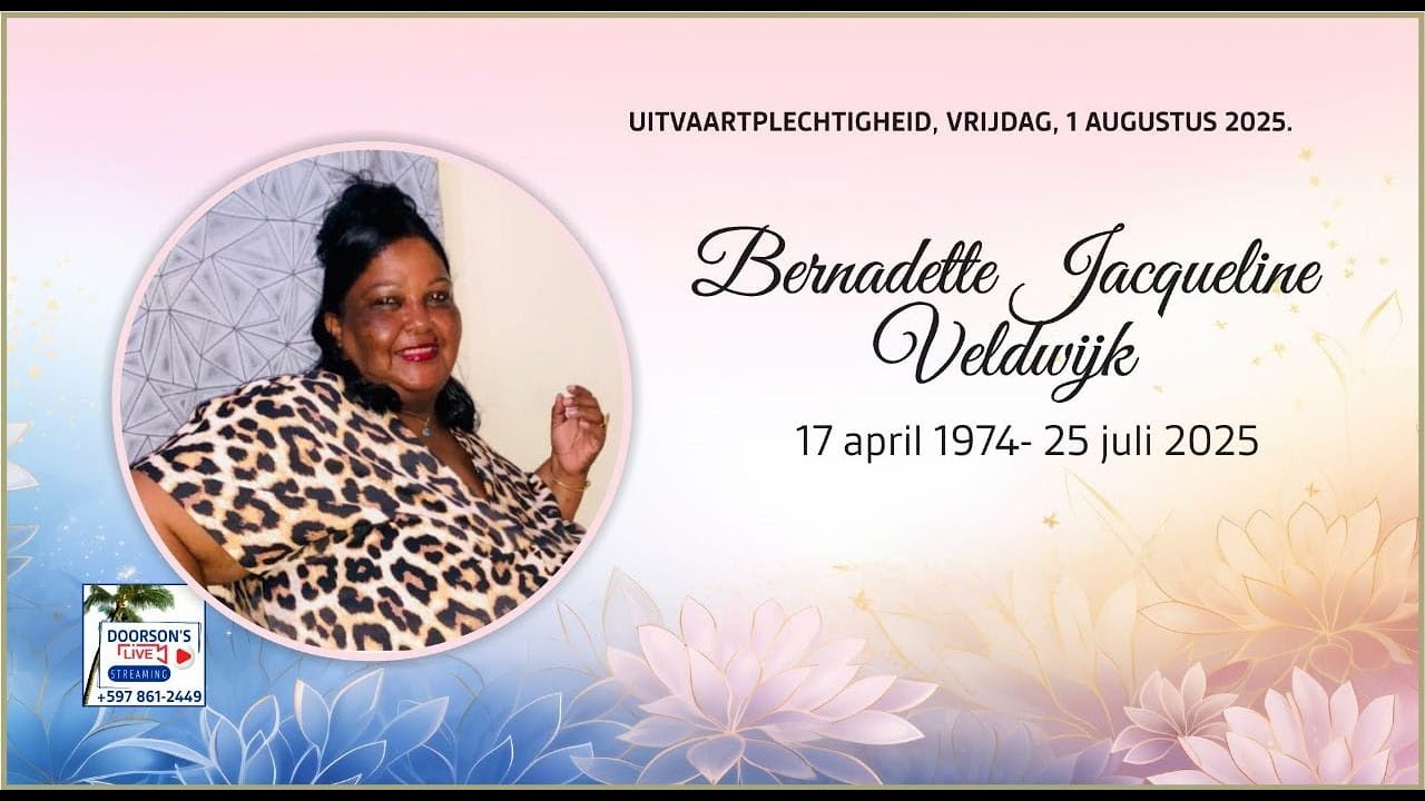 Uitvaartplechtigheid van mw Bernadette Jacqueline Veldwijk