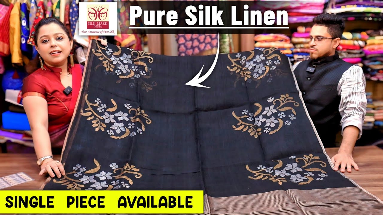 100% Pure Tussar Matka & Silk Linen Saree // Exclusive Puja Collection // Single Piece Available 🔥