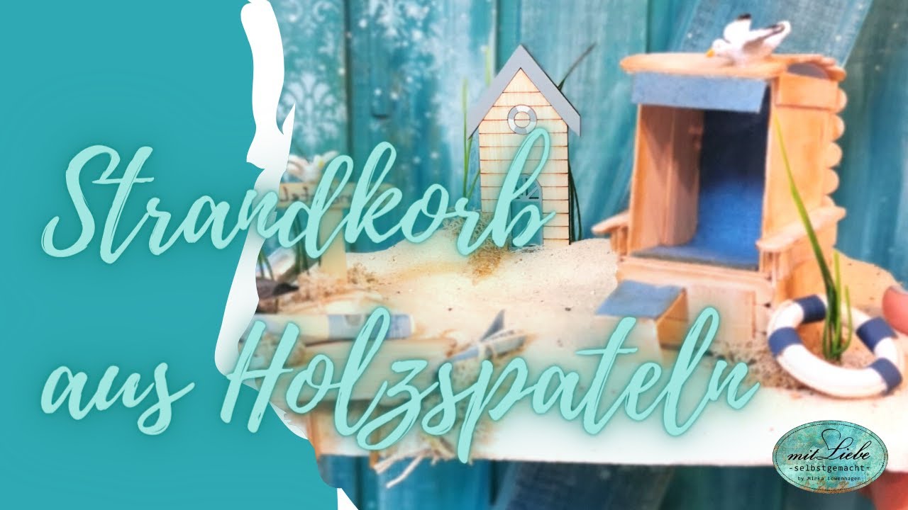 Anleitung Strandkorb aus Holzspateln mit Strandlandschaft aus Styropor f&uuml;r Hobbyfun