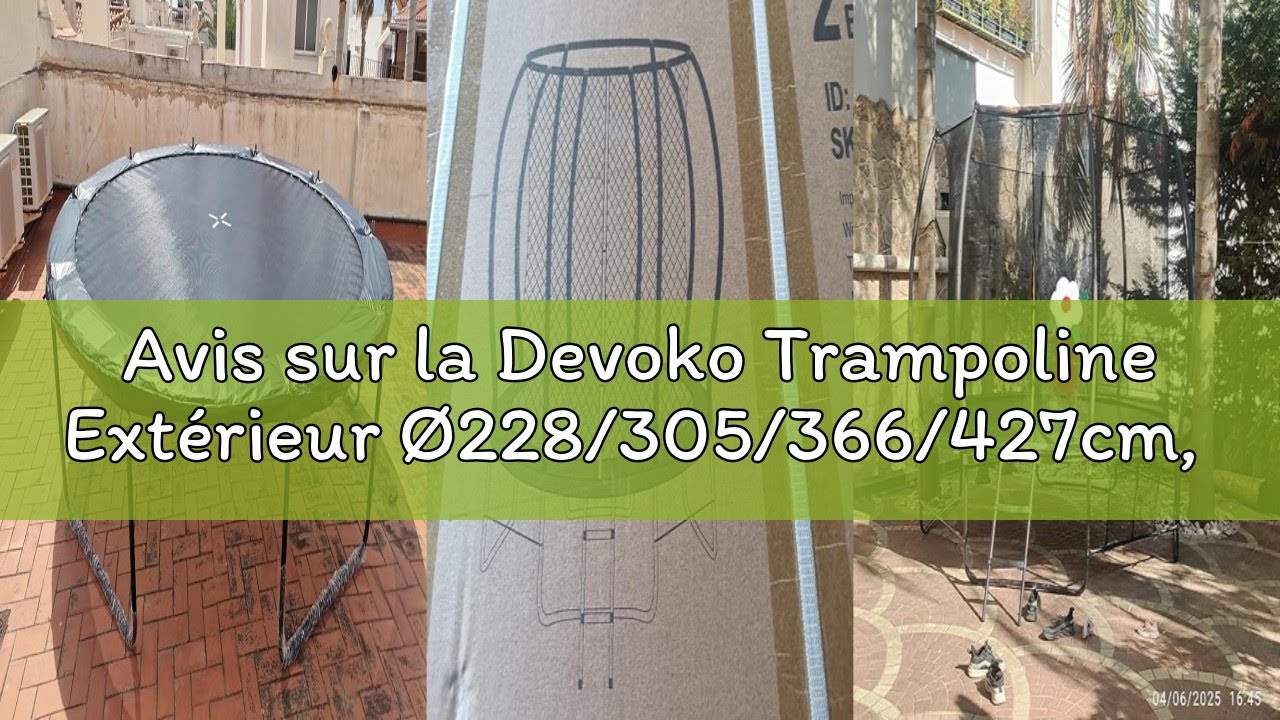 Avis sur la Devoko Trampoline Extérieur Ø228/305/366/427cm, Traverses de Jambe renforcées, Structure