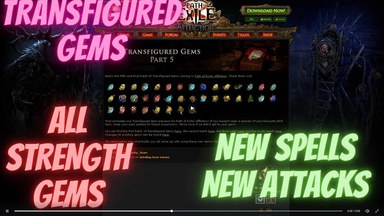 All Transfigured Gems -Strength - Path of Exile Affliction