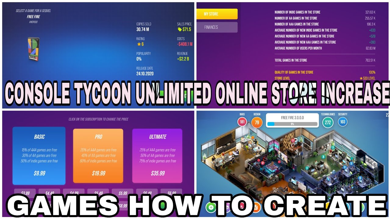CONSOLE TYCOON 4.0.0 NEW FREE FIRE GAME HOW TO CREATE INCOME INCREASE ONLINE GAMING STORE