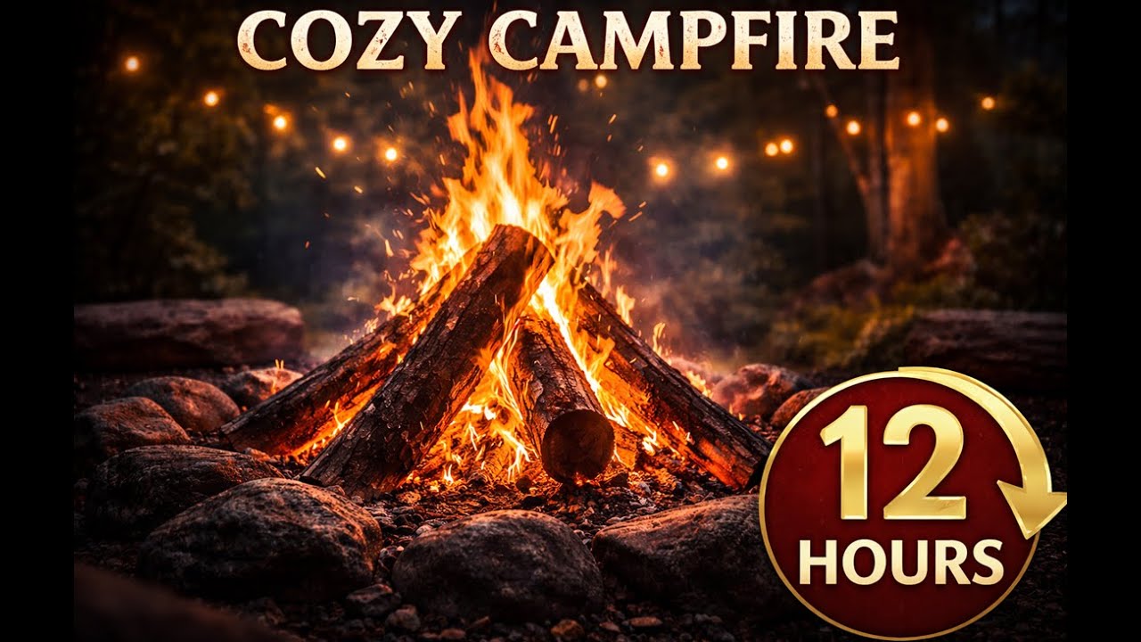 Crackling Bonfire – Deep Sleep & Cozy Night Ambience (12 Hours)