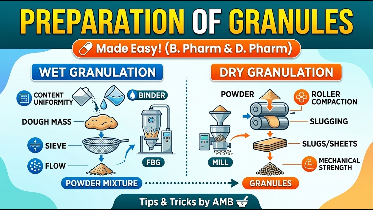 Manufacturing of tablets: Preparation of granules
