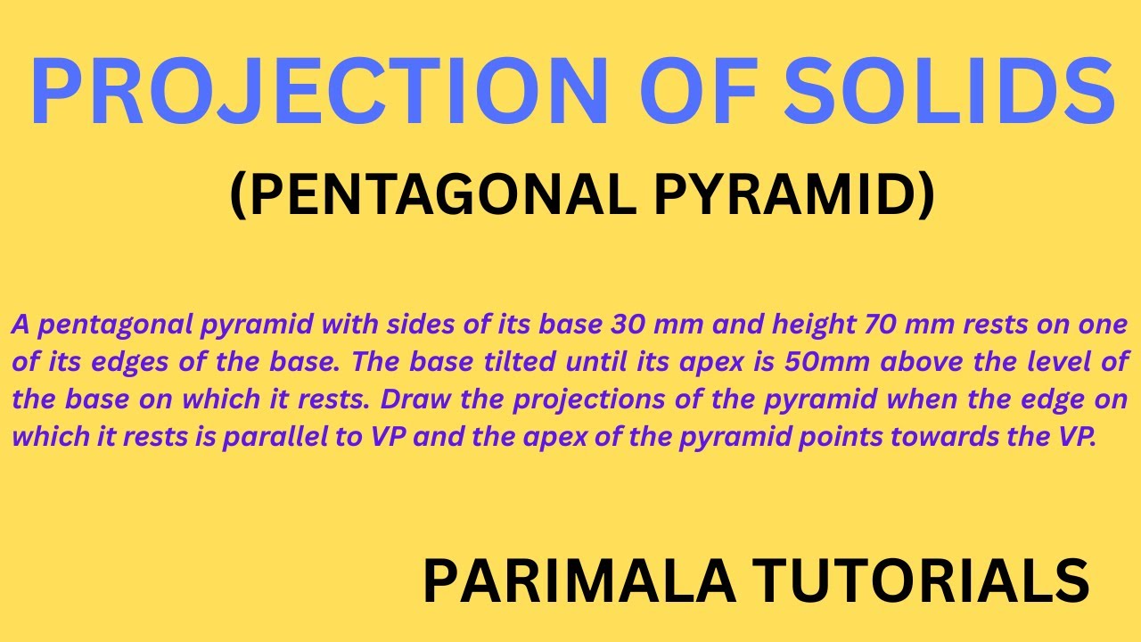 Engineering Drawing_ Projection of Solids_ Pentagonal Pyramid _Manual Drawing