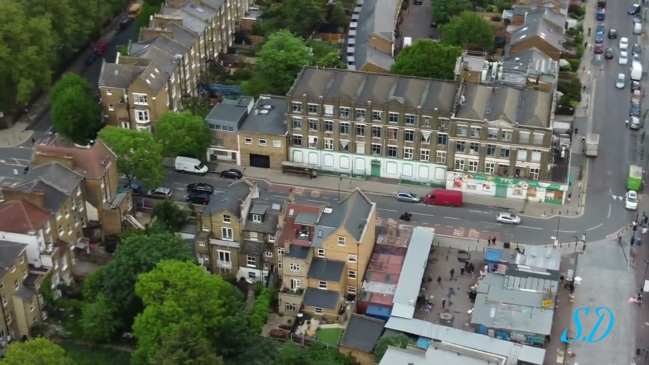 4K Drone Hackney - East London - Dalston Kingsland - Ridley Road Market