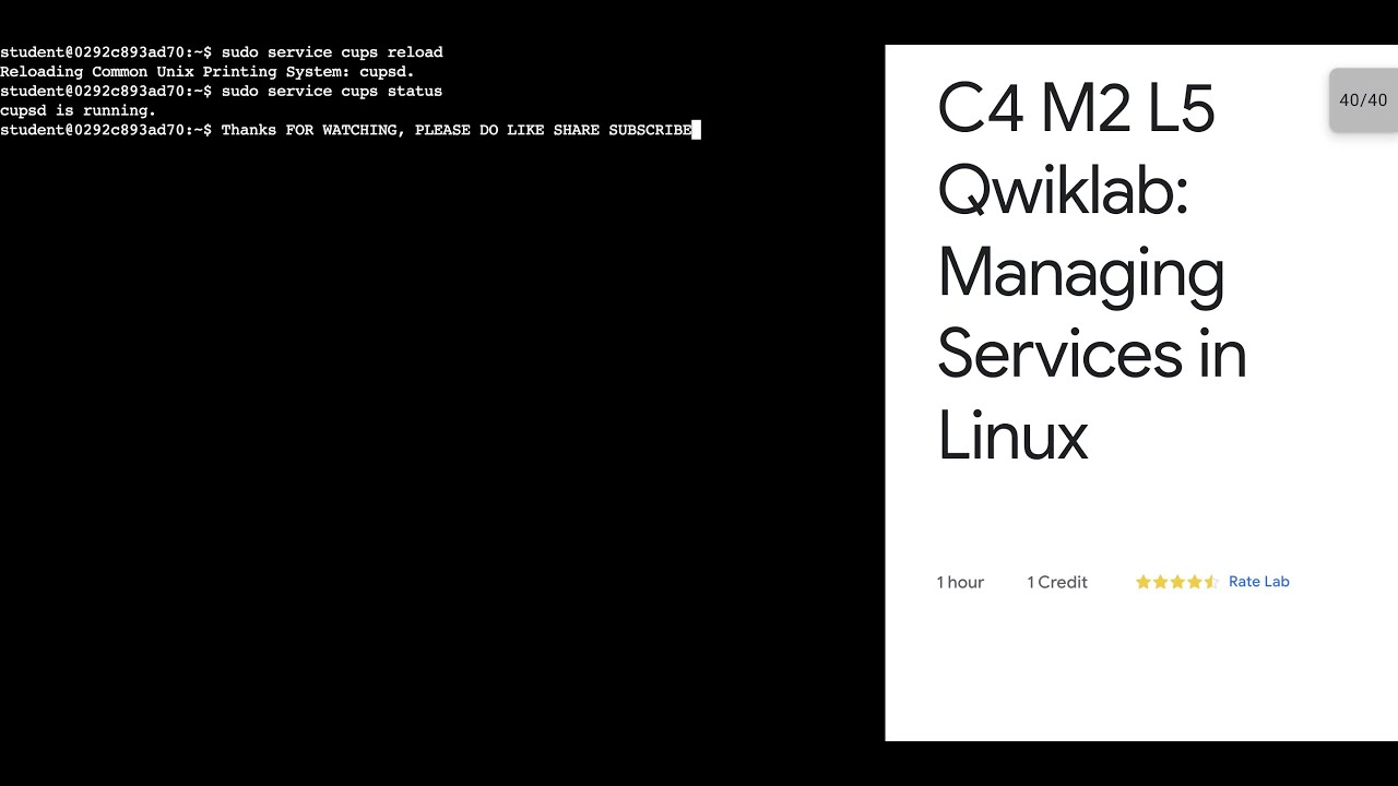 C4 M2 L5 Qwiklab: Managing Services in Linux  || #qwiklabs || #coursera