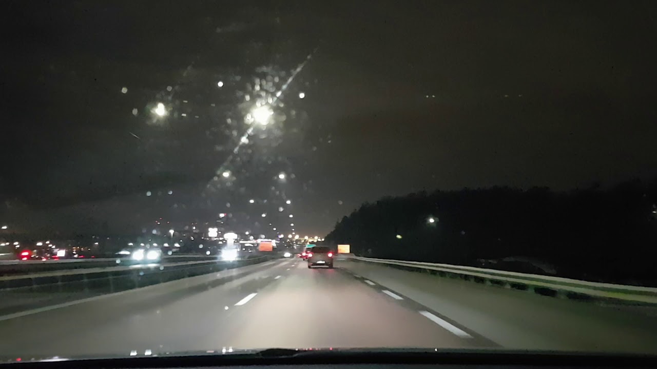 Drive to town in snowrain