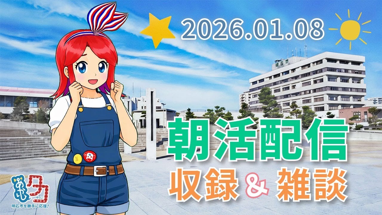 【01/08】 #赤石夕コブツ - 朝のごあいさつ収録風景 [ツイキャス同時配信] #明石市 #作業配信