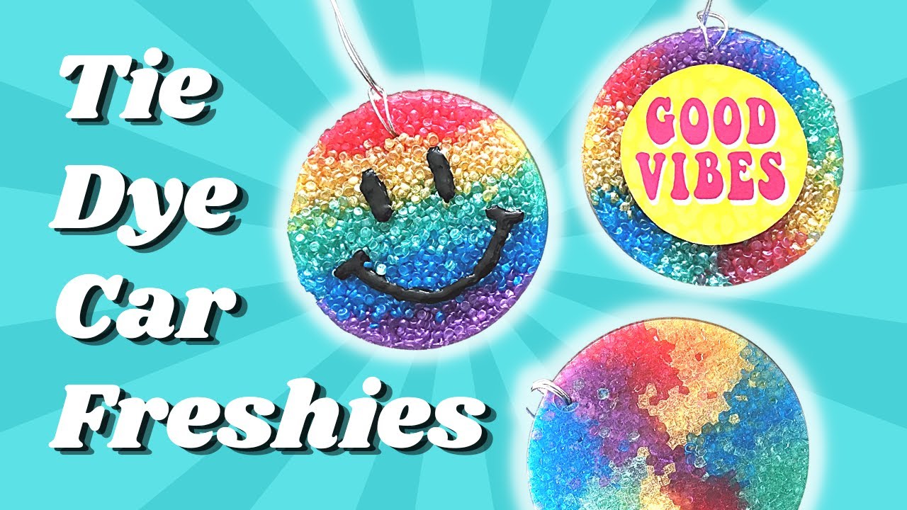 How to Make a Tie Dye Car Freshie / Car Freshener with Rainbow Tie-Dye Effect Tutorial