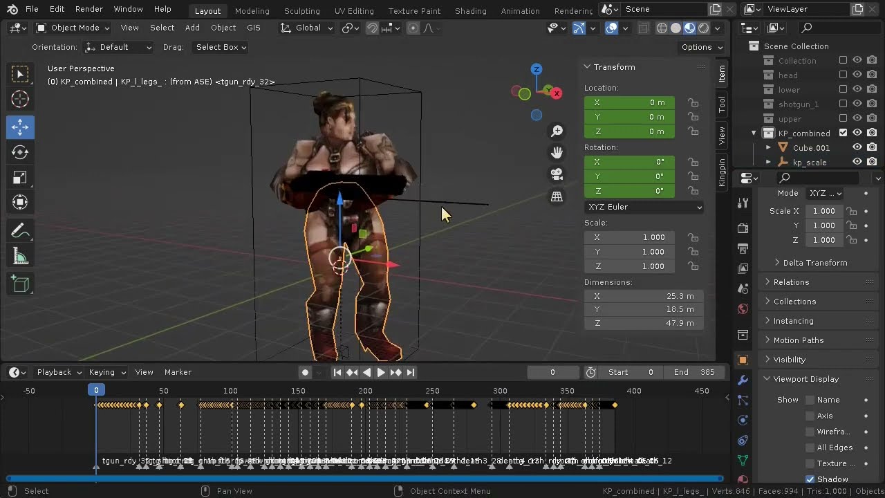 Blender 3.2.1. Convert Quake 3 player model to Kingpin