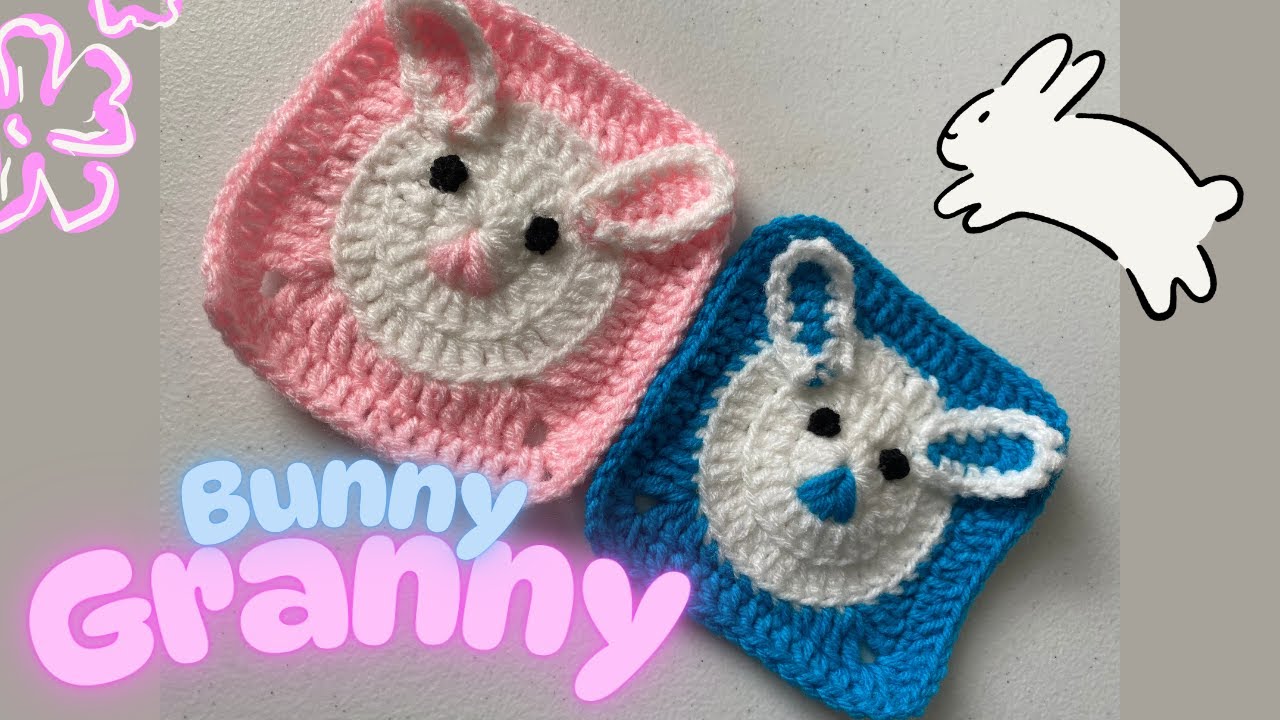 Crochet Bunny Granny Square Tutorial 🧶