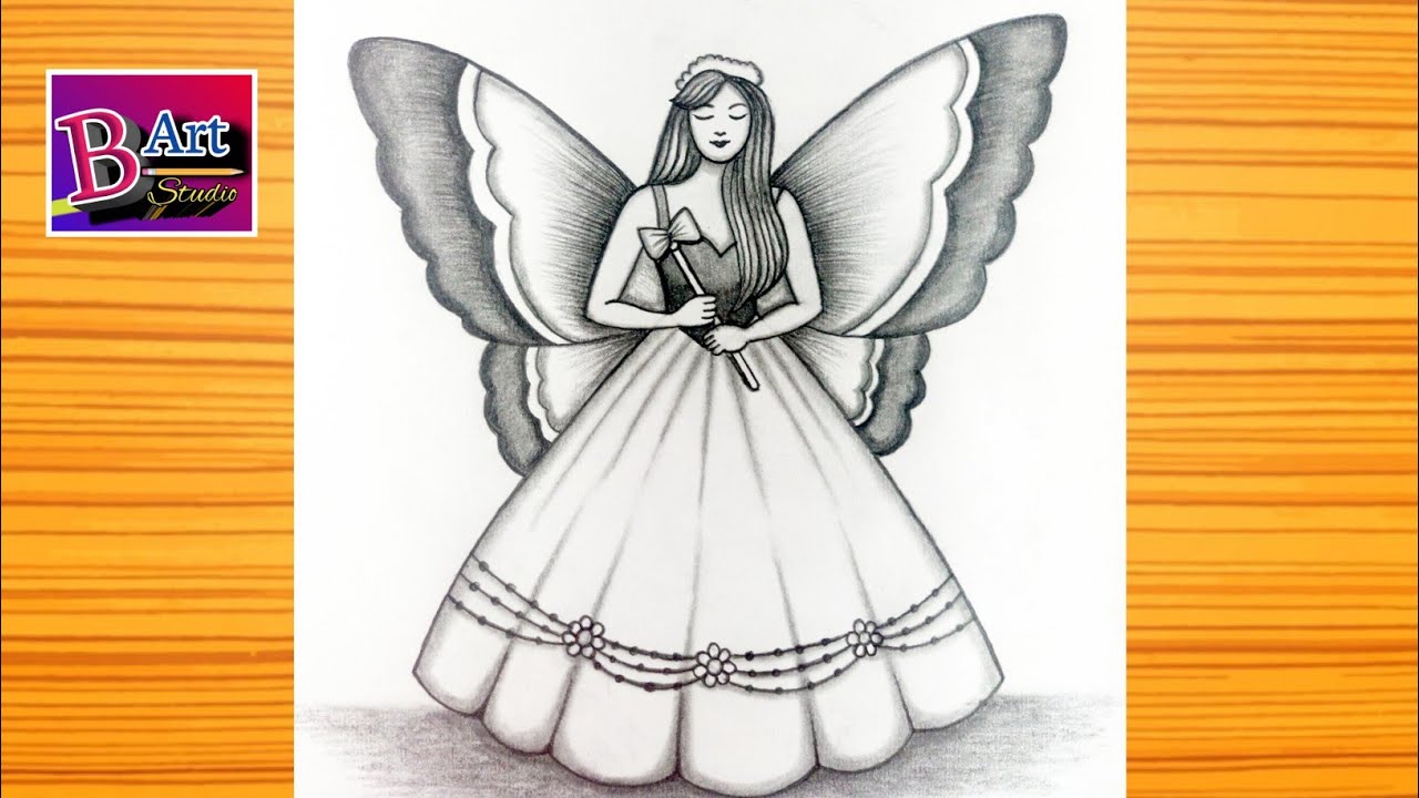 How to draw a girl with wings | drawing tutorial | girl drawing | pencil drawing.