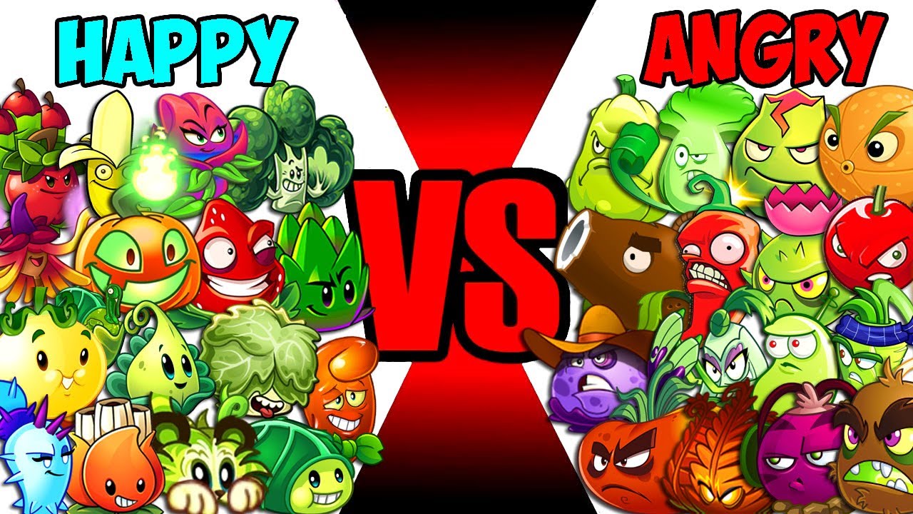 Team HAPPY vs ANGRY - Who Will Win? - PvZ 2 Team Plant VS Team Plant?