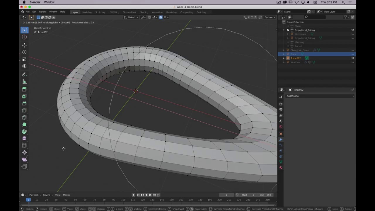 3D Basics in Blender - Proportional Editing