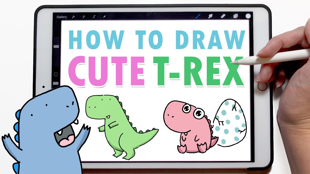 How to Draw a Cute T-Rex Dinosaur | Easy Ipad Procreate Tutorial #10