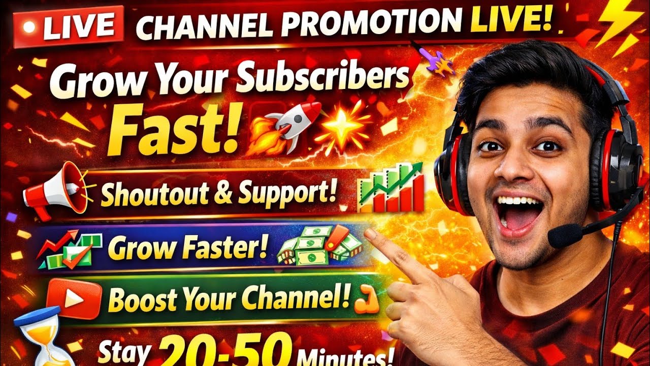 🔴 Channel Promotion Live 🚀 1 Hour Support & Shoutout