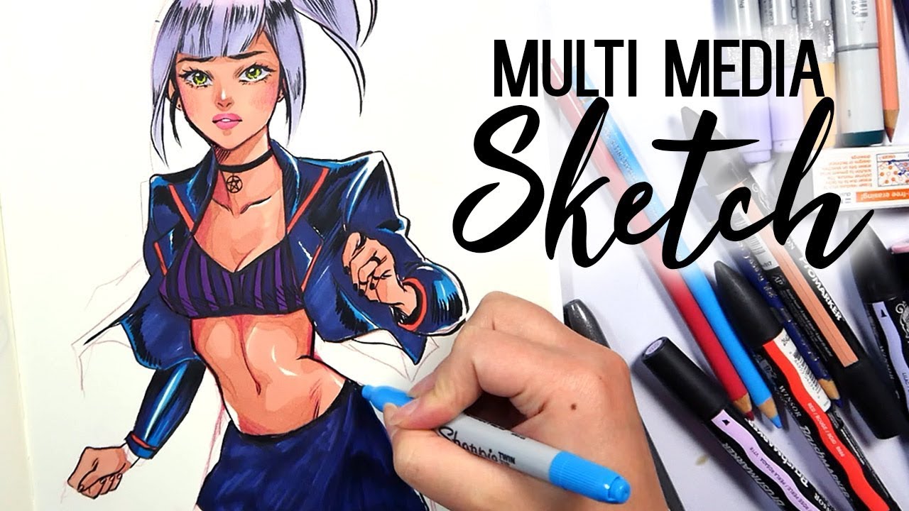 Multimedia Colored Sketching | My (still) nameless OC
