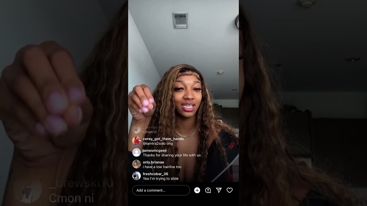 Angel Reese on Instagram live