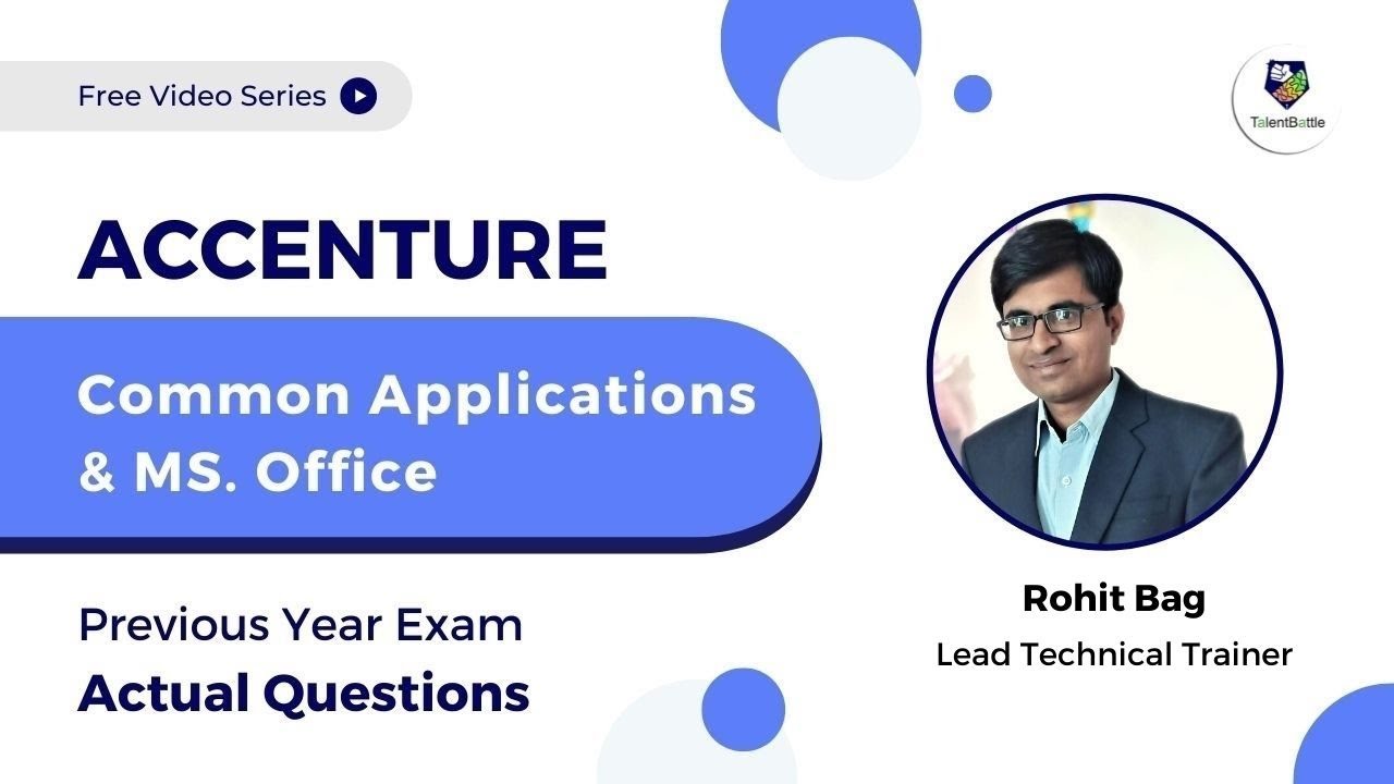 Accenture Previous Year Common Application & MS Office Questions | Common Application & MS Office