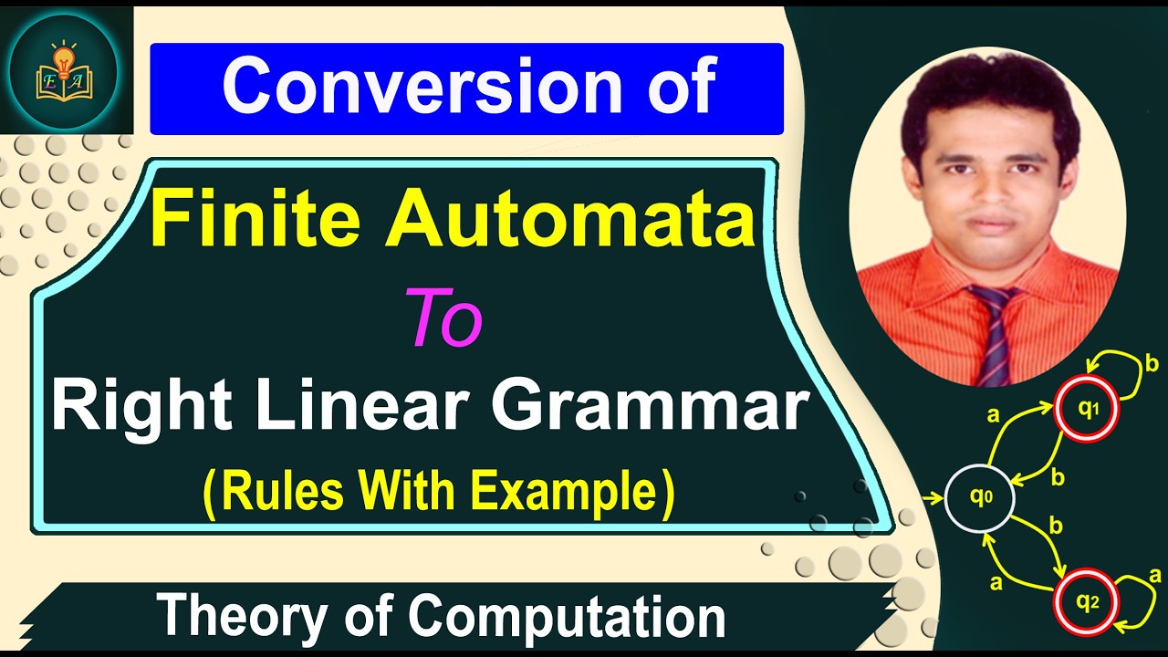 Conversion of Finite Automata To Right Linear Grammar | Construction Of Grammar | Rules & Example |