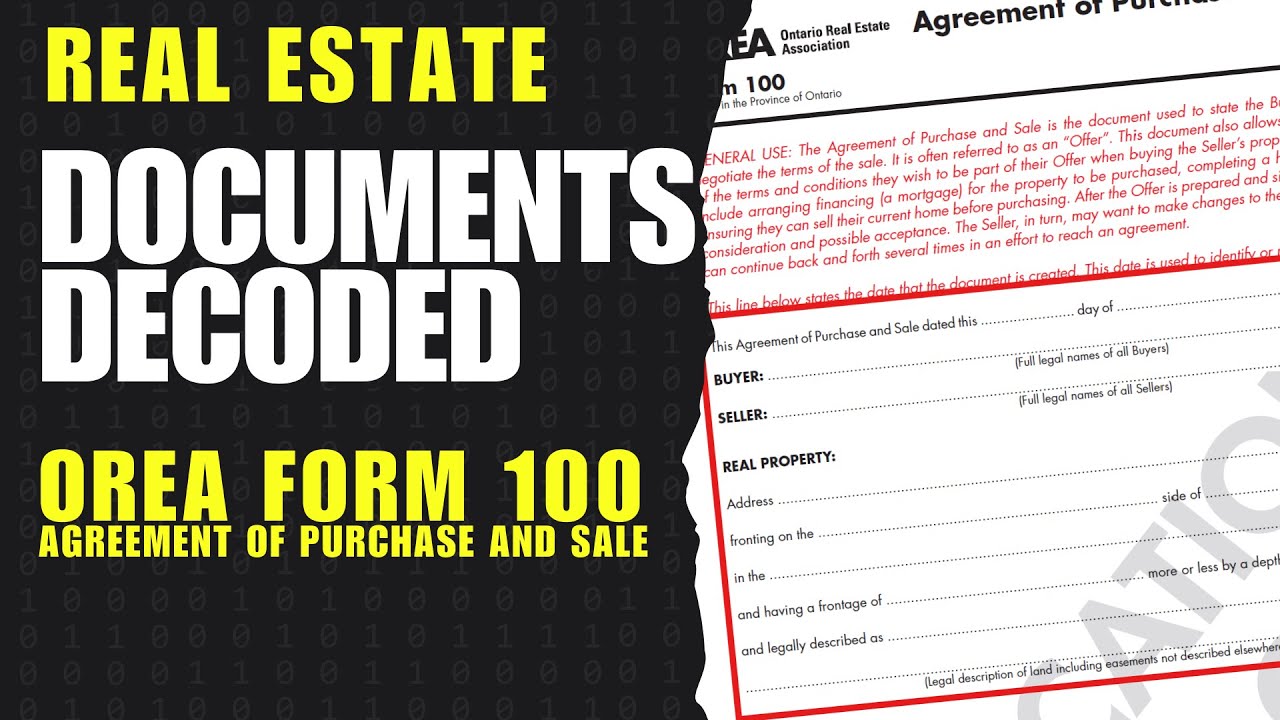 OREA Form 100 Explained in Plain English | Agreement of Purchase and Sale Breakdown