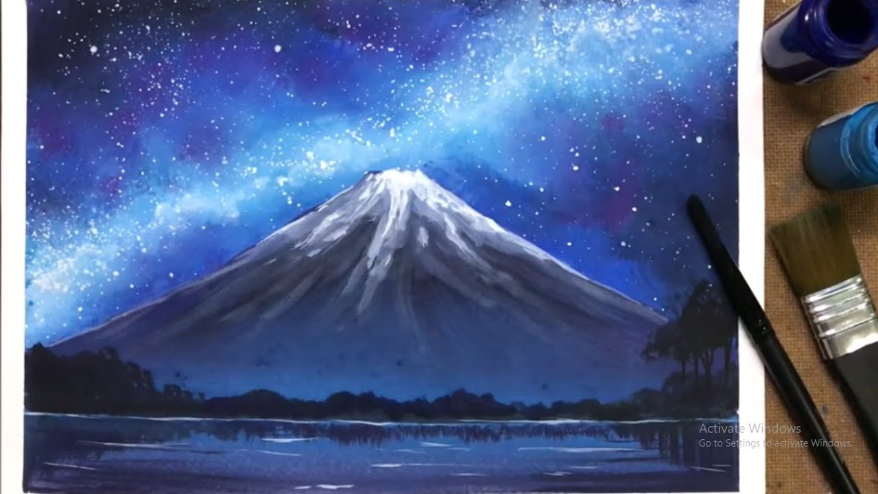 Ep.25 Nighttime Fuji Painting Tutorial | สอนวาดทิวทัศน์