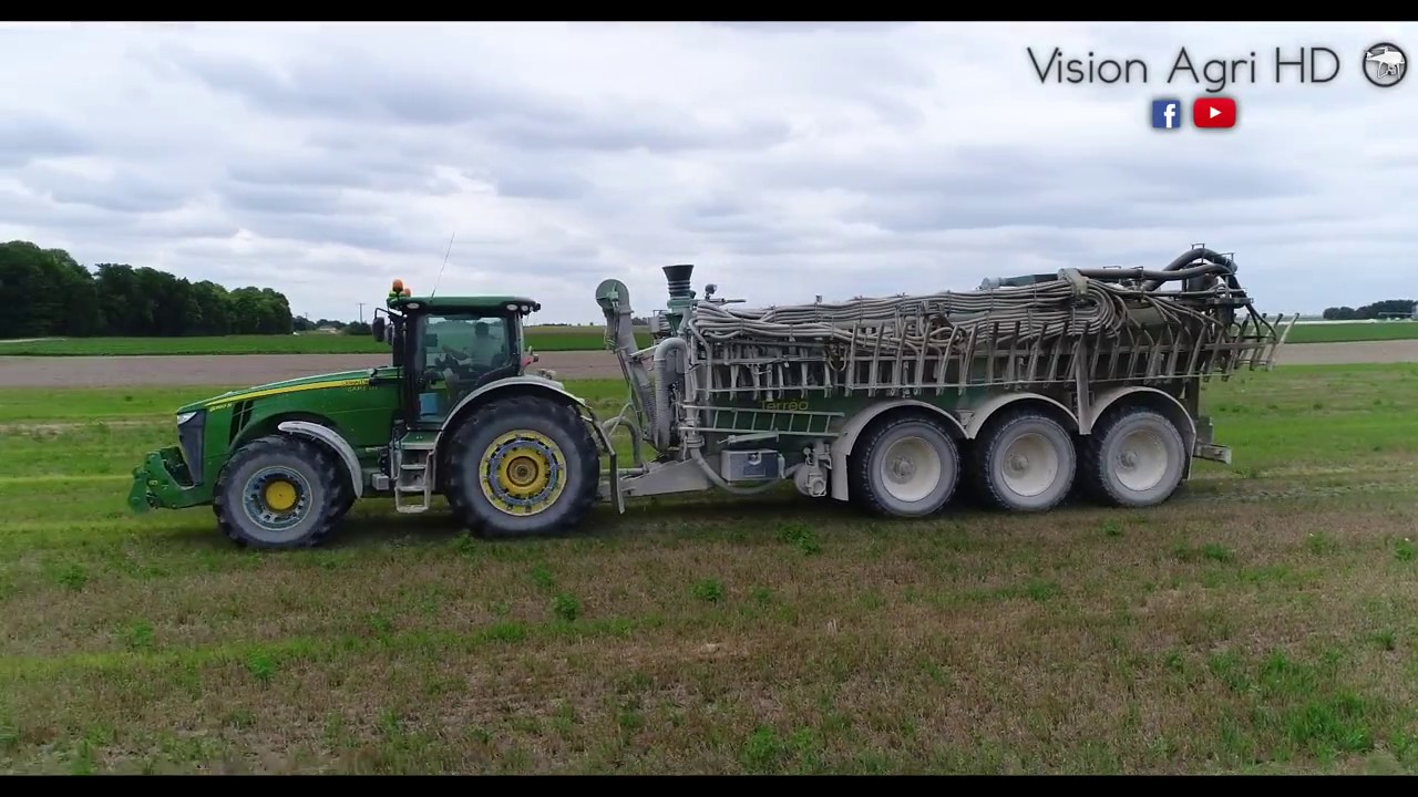 spreading manure - épandage de lisier/ John Deere 8360R & Sansom #champagne épandage