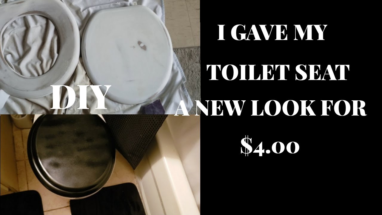 I RE DID MY TOILET SEAT FOR $4/BATHROOM MAKE OVER/DIY