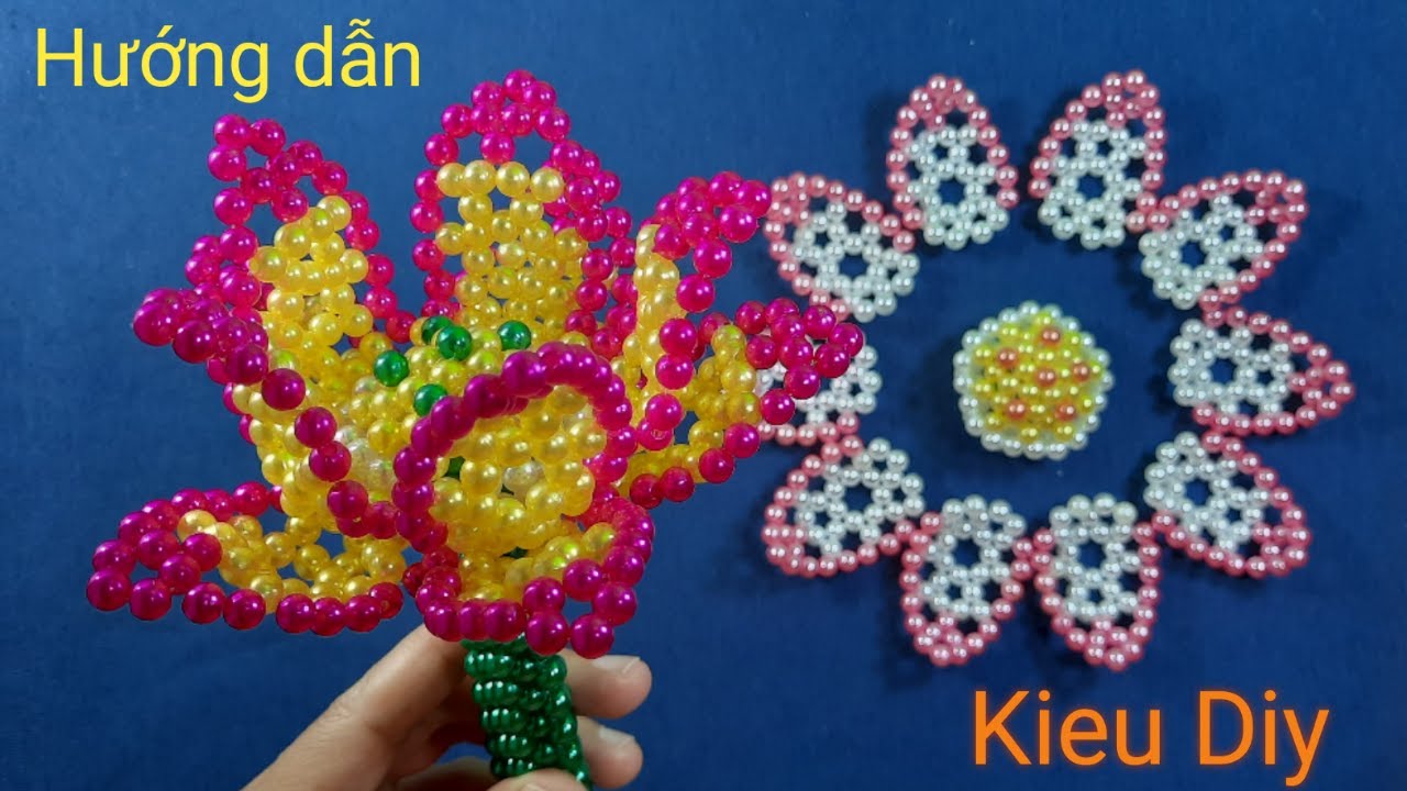 Hướng dẫn kết hoa sen hạt cườm♤ kết cánh hoa và nhụy♤Pattern &Tutorial for beaded Lotus♤KIEU DIY 1/2