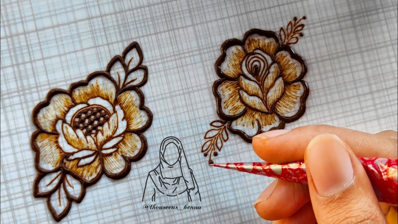 2 Unique Beautiful Trendy 3D Flowers Tutorial || Henna Flower Beautiful Tutorial step by step
