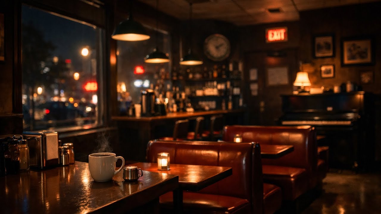 🌙 Night Stillness Cafe Jazz | Minimal Piano for Calm Late Night Focus | 1 Hour