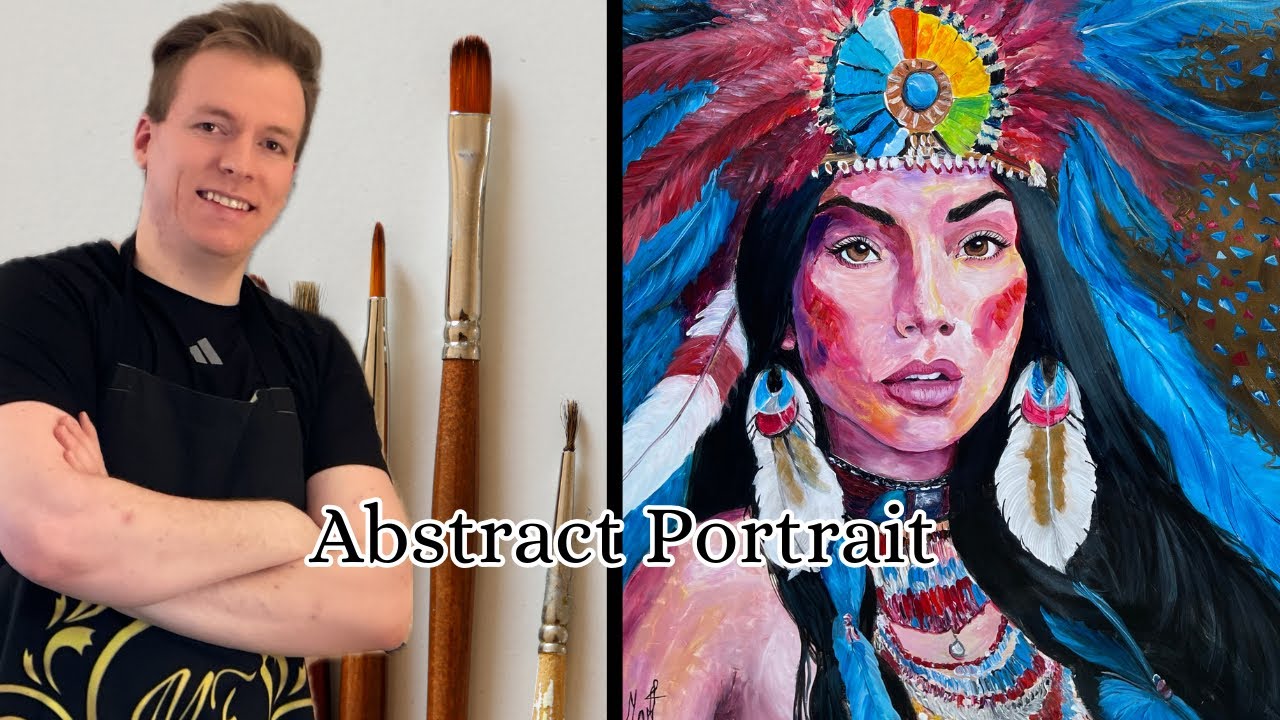 Native Beauty - Acrylic Painting on Canvas #portraitpainting #portrait #abstract By Maxim.