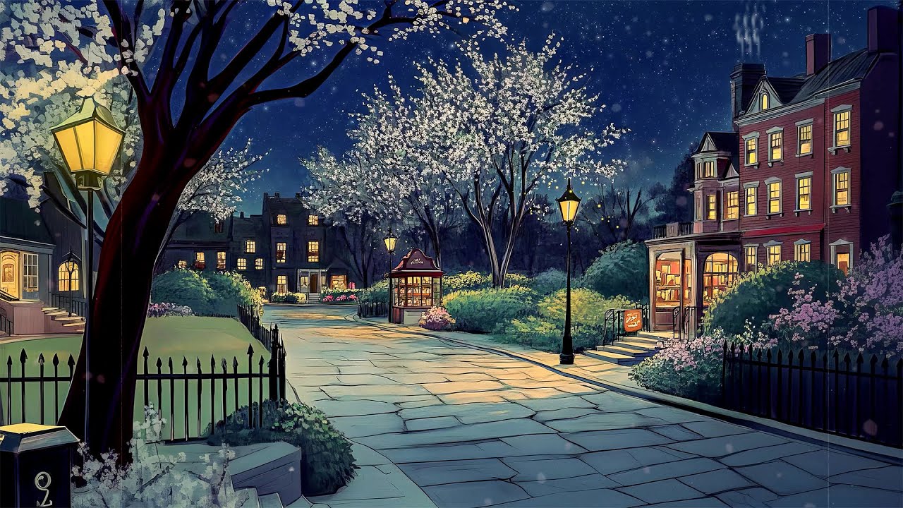 1930s Weekend Night in New York with the Beauty of Spring and Oldies Playing in Another Room