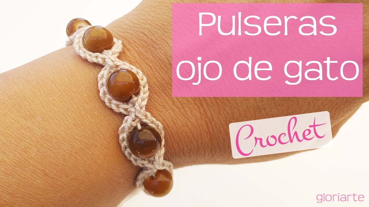 Pulsera de ganchillo con cuentas 