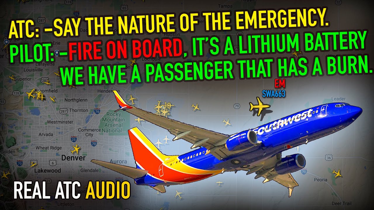 FIRE ON BOARD IN FLIGHT. Southwest Boeing 737 800. Denver. REAL ATC