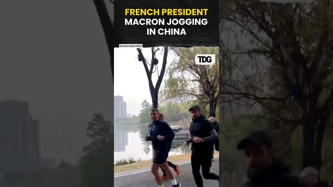 #watch | Президент Франции Макрон совершил пробежку в Чэнду во время визита в Китай | #shorts