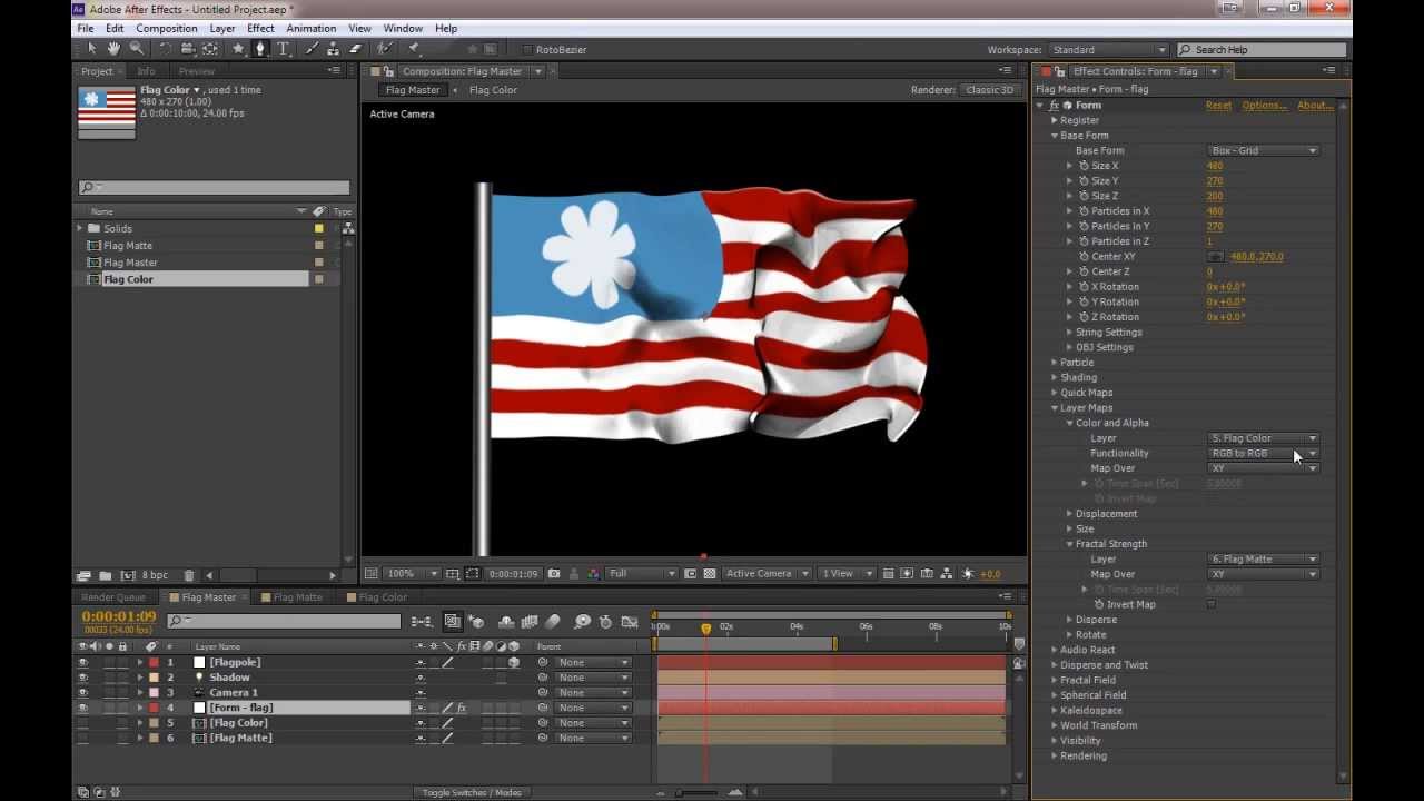 Tutorial - Create a flowing flag with After Effects and Form