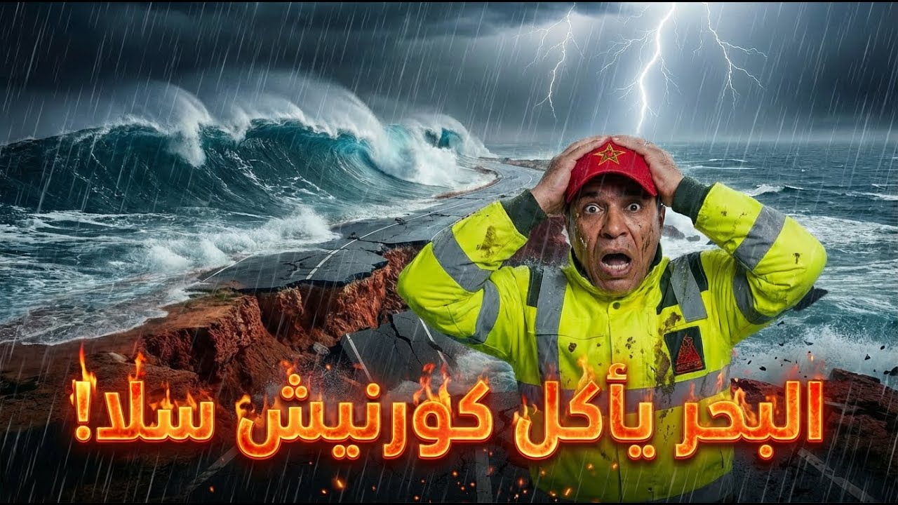 كورنيش الموت بسلا في خطر… البحر يلتهم الارض ويقترب من المنازل والطريق الساحلية!