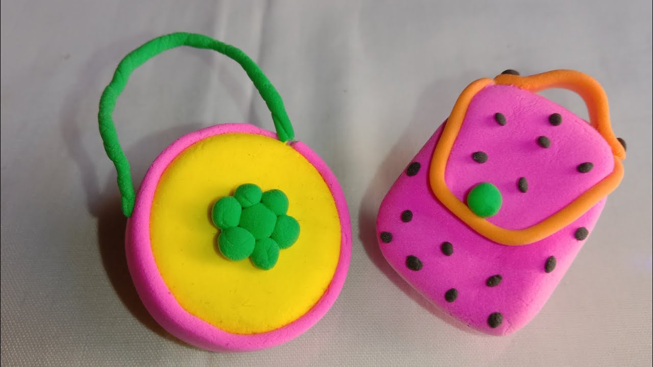 DIY How to Make Polymer Clay Miniature Hand Bags | Mini Clay Craft bags | Clay Bags