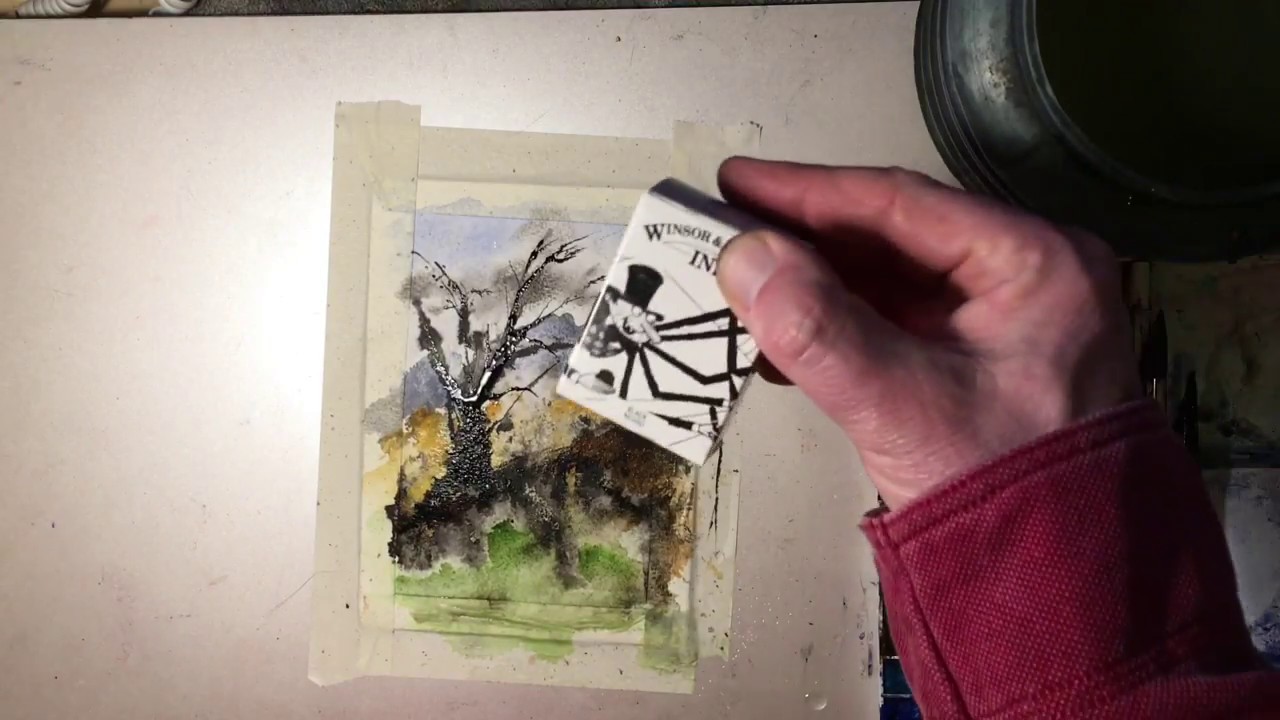 Ink & Watercolour Impressionist Granulation Demo #1 - Landscape
