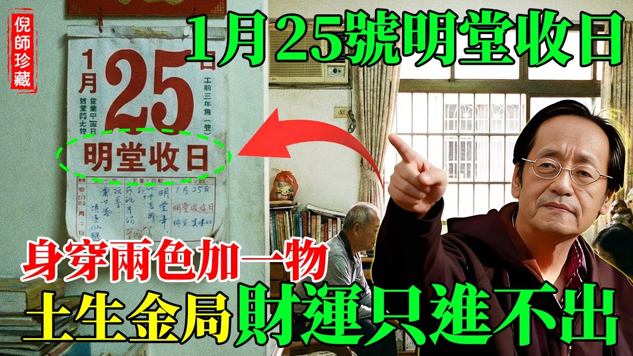 倪海廈：明天1月25日「明堂收日」！把身上的「紅色」脫下來，換上這2種顏色！錢包裡再放這1物，這叫「土能生金」，走路都撿錢！#倪海廈 #風水財運 #2026赤馬年 #補財庫 #明堂收日 #穿衣風水