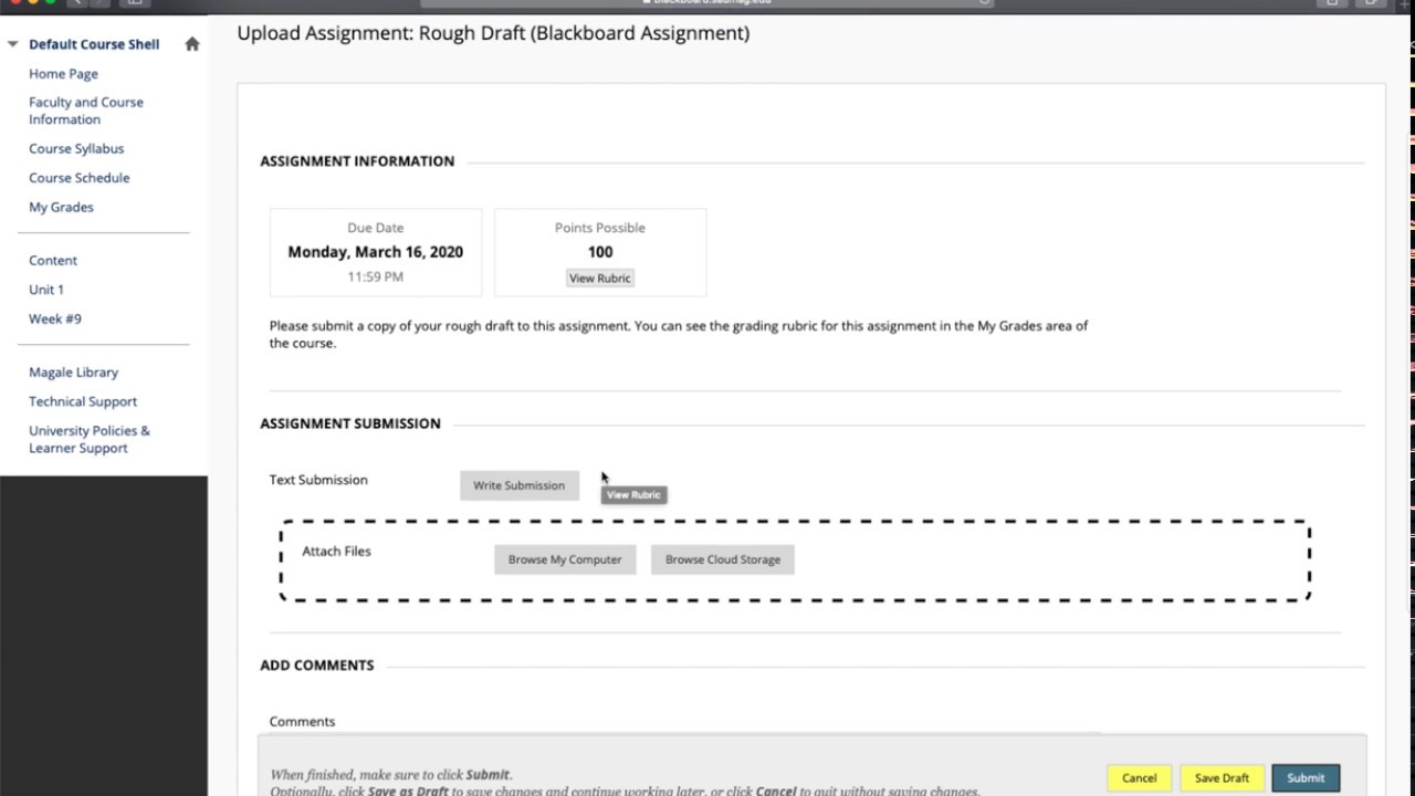 How to make a submission to a Blackboard Assignment