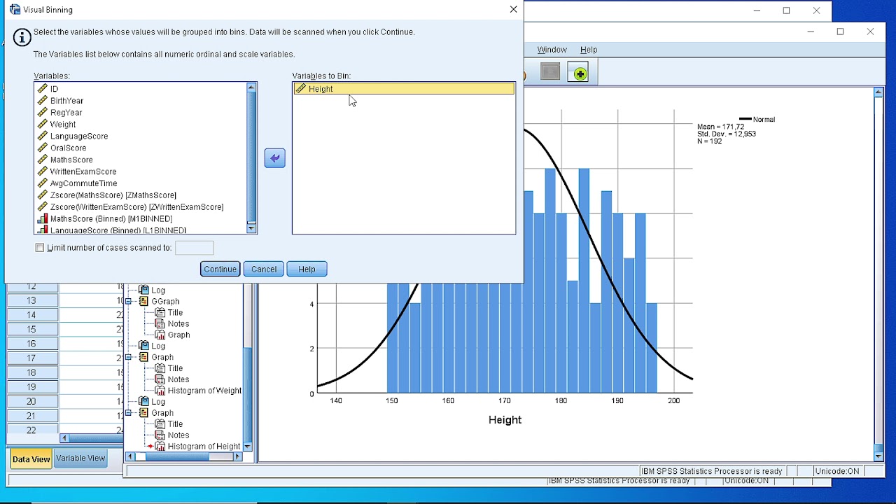 SPSS Explore Data / How to Create a Histogram for a Numeric Variable (Simple and Binned)